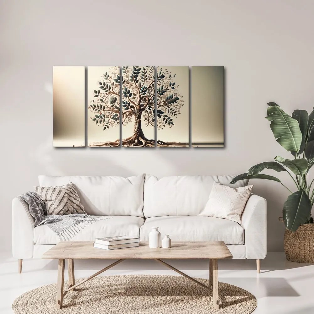 Tablou 5-piese arborele vieții decorativ cu ornamente