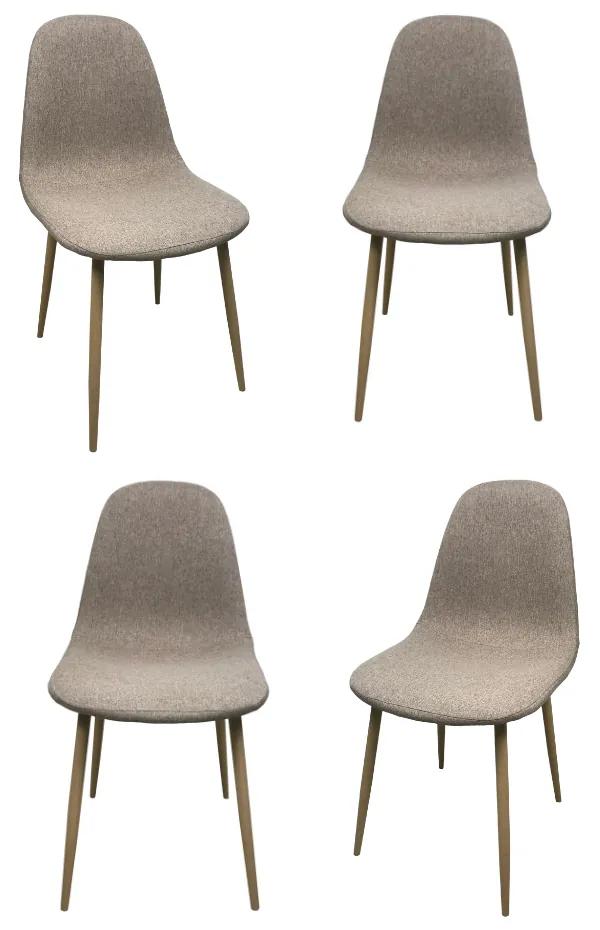 Set 4 scaune dining Diego, stil scandinav, textil, picioare metalice, bej