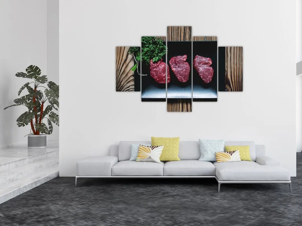Tablou cu carne pe farfurie (150x105 cm)