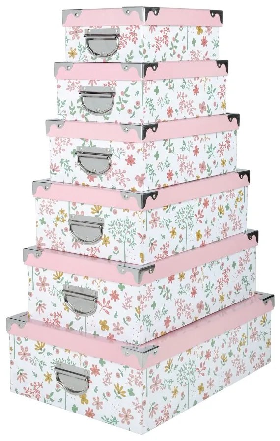 Set 6 cutii depozitare Pimprenelle Rose 44x31 cm