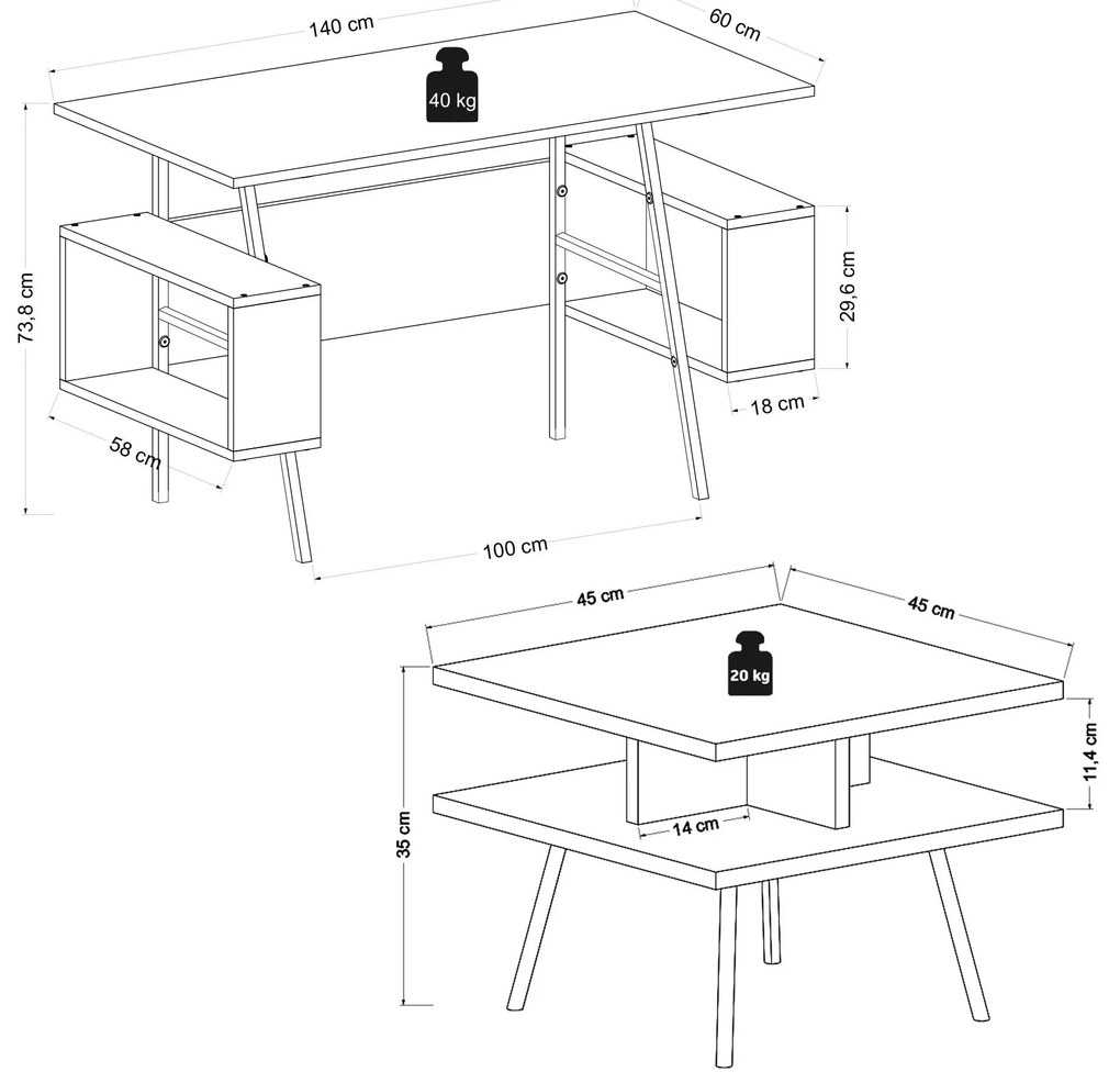 Set mobilier birou Ironman (antracit + Stejar) . 1102197