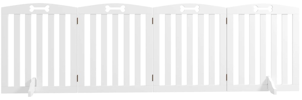 PawHut Barieră de Siguranță pentru Câini Autoportantă cu Picioare de Susținere, pentru Uși, Coridoare, Scări, 207,5 x 30 x 61 cm, Alb | Aosom Romania