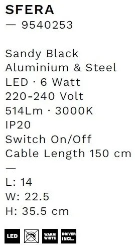 Veioza/Lampa de masa LED stil minimalist SFERA