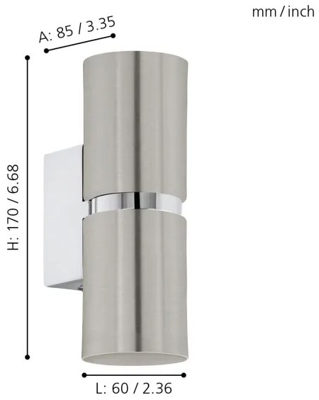 Eglo 96261 - LED Aplica perete PASSA 2xGU10/3.3W/230V rotund