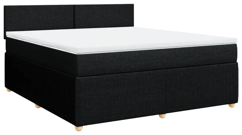 3287530 vidaXL Pat box spring cu saltea, negru, 180x200 cm, catifea