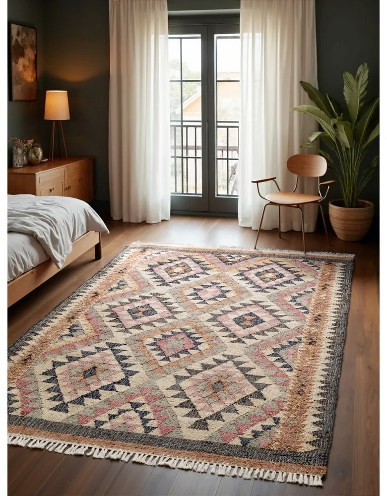 Covor gri țesut manual din iută 120x170 cm Roya Parsa – Elle Decoration