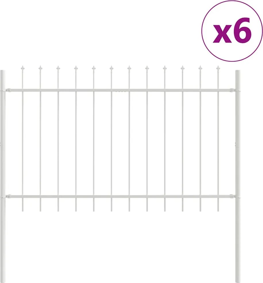 vidaXL Gard de Grădină 6 pcs Alb 10,2 x 0,8 m Oțel acoperit cu pulbere