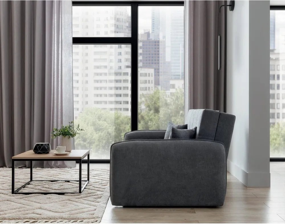 Canapea gri extensibilă/cu spațiu de depozitare cu tapițerie din chenille 155 cm Laine – ELTAP