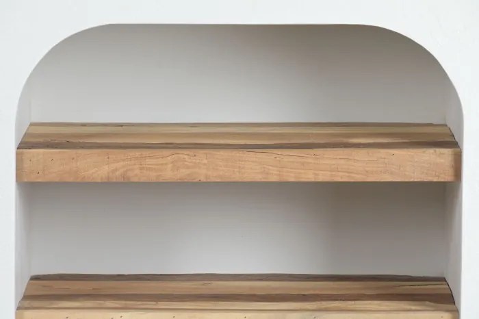 Bufet din lemn reciclat și beton decorativ, finisaj hormigón alb, 2 uși și 3 polițe, 160 x 45 x 80 cm, „Form"
