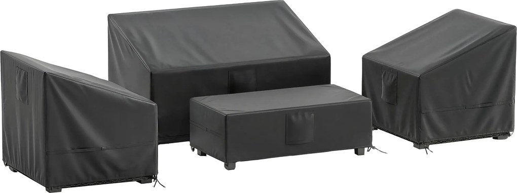 Outsunny Huse pentru Mobilier de Grădină 4 Piese, Impermeabile, Negru | Aosom Romania