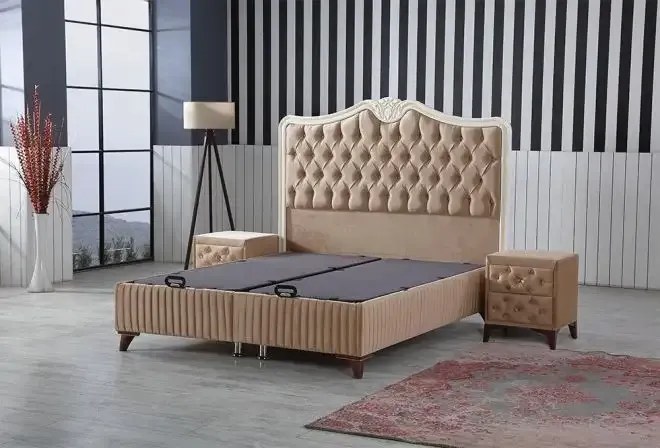 Pat tapițat matrimonial de lux cu ladă Valora,160*200