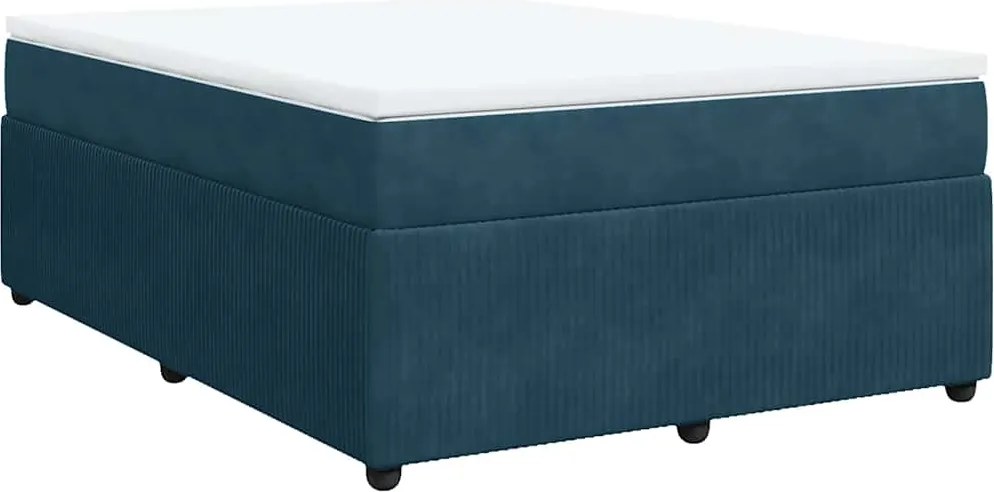 vidaXL Pat box spring cu saltea, albastru închis, 140x200 cm, catifea