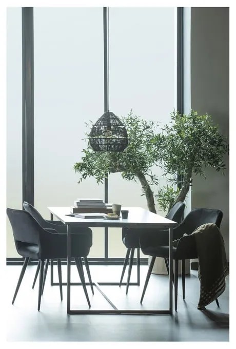 Set de scaune de sufragerie negru cu cotiere 2 buc. tapițat Jelle – WOOOD