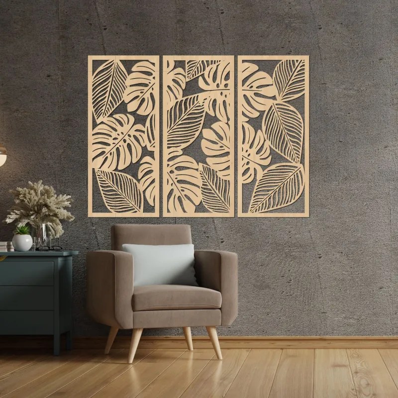 SENTOP | Pictură murală monstera din trei piese | LAJFEN