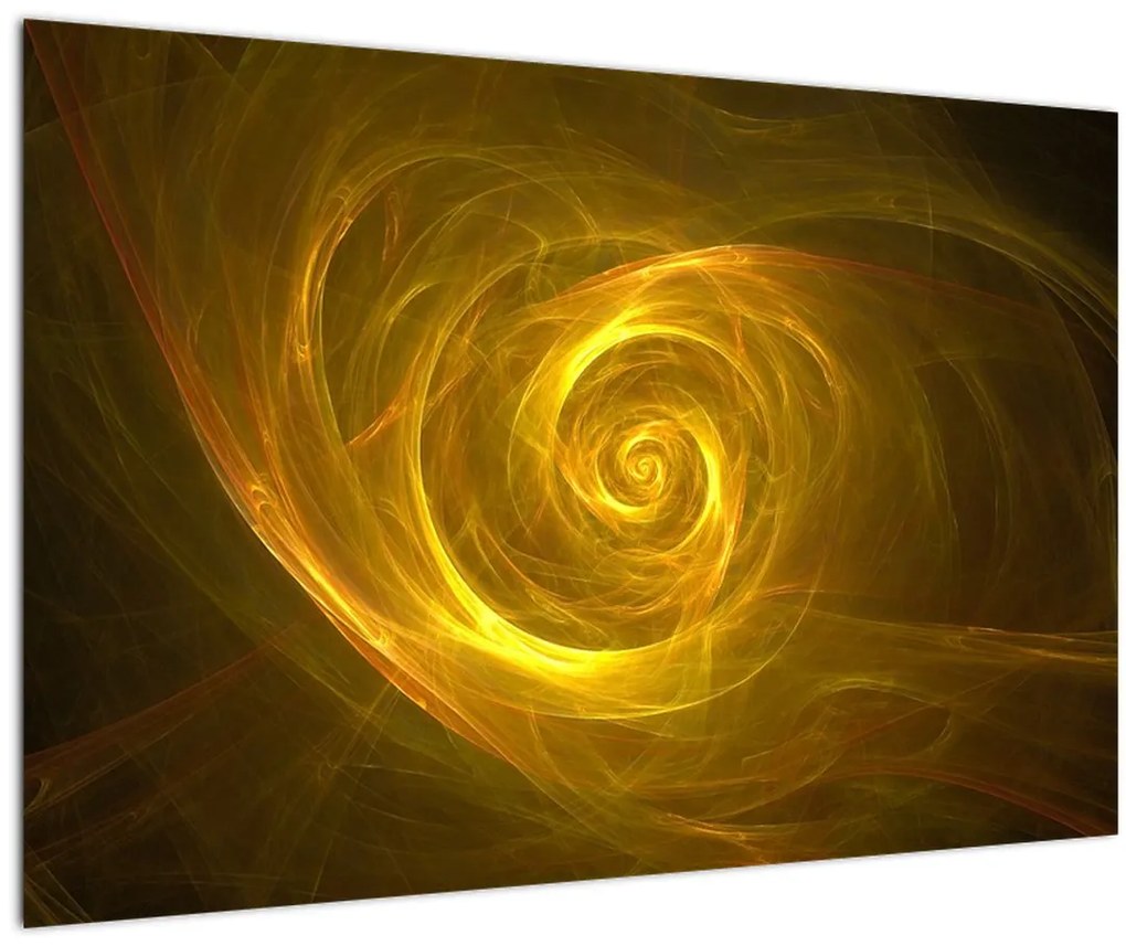 Tabloul cu spirala abstractă în galben (90x60 cm)