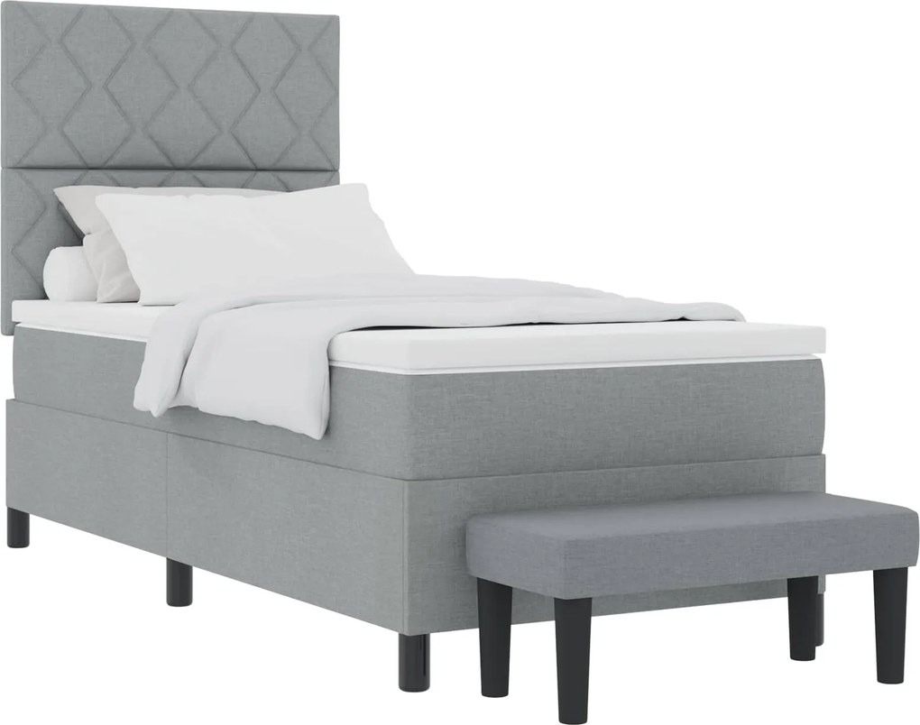 vidaXL Pat cu arcuri cu saltea Gri deschis 100 x 200 cm țesătură