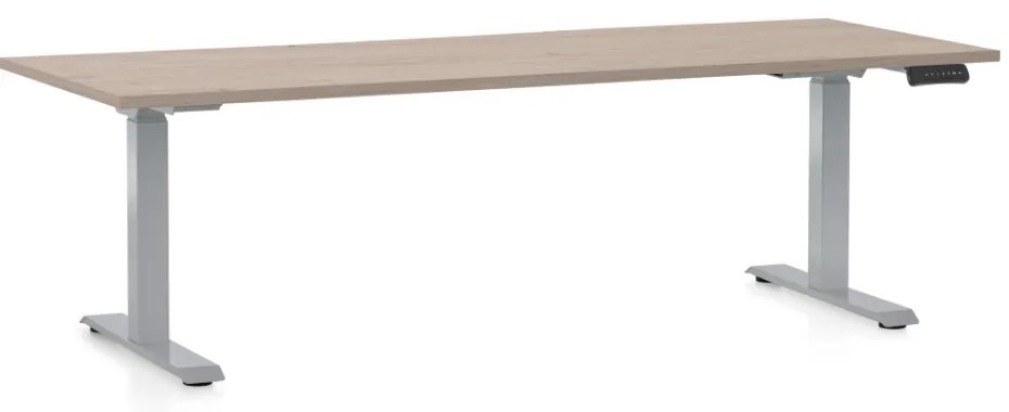 Masa inaltime reglabila OfficeTech D, 200 x 80 cm, bază gri, stejar
