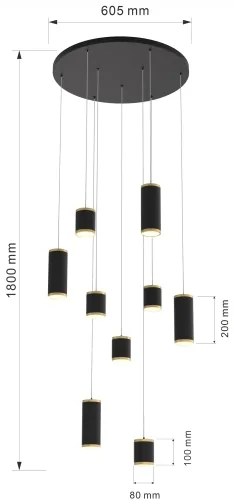 Lustră LED dimabilă pe cablu Wofi 5003-904 TOULOUSE LED/57W/230V negru/auriu