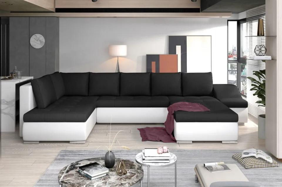Canapea modulara, extensibila, cu spatiu pentru depozitare, 340x88x200 cm, Giovanni R02, Eltap (Culoare: Negru / Gri inchis piele)