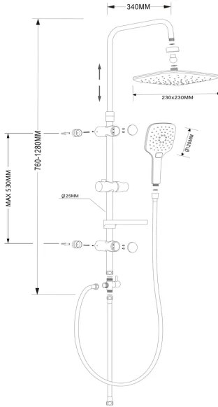 Aqualine - Set de duș KERA crom lucios