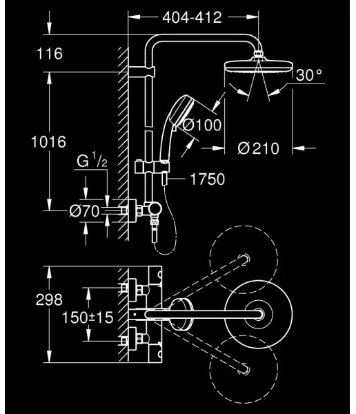GROHE 27922001 - Set de duș TEMPESTA COSMOPOLITAN 210, crom lucios