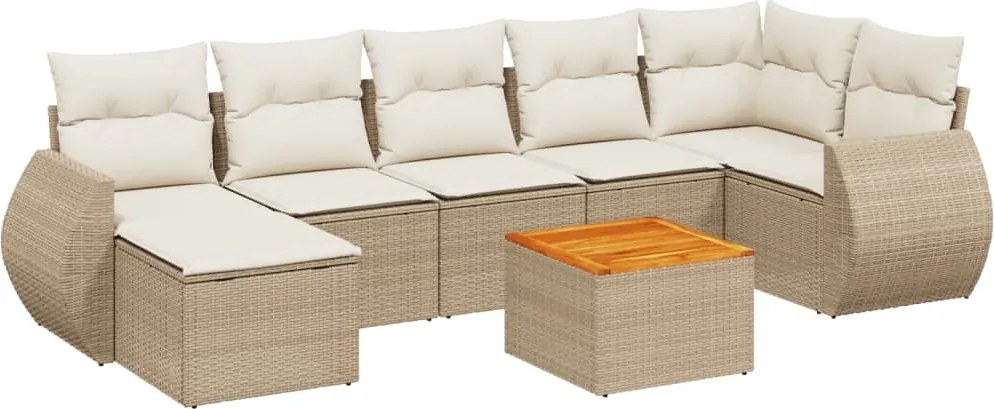 vidaXL Set canapele de grădină, 8 piese, cu perne, bej, poliratan