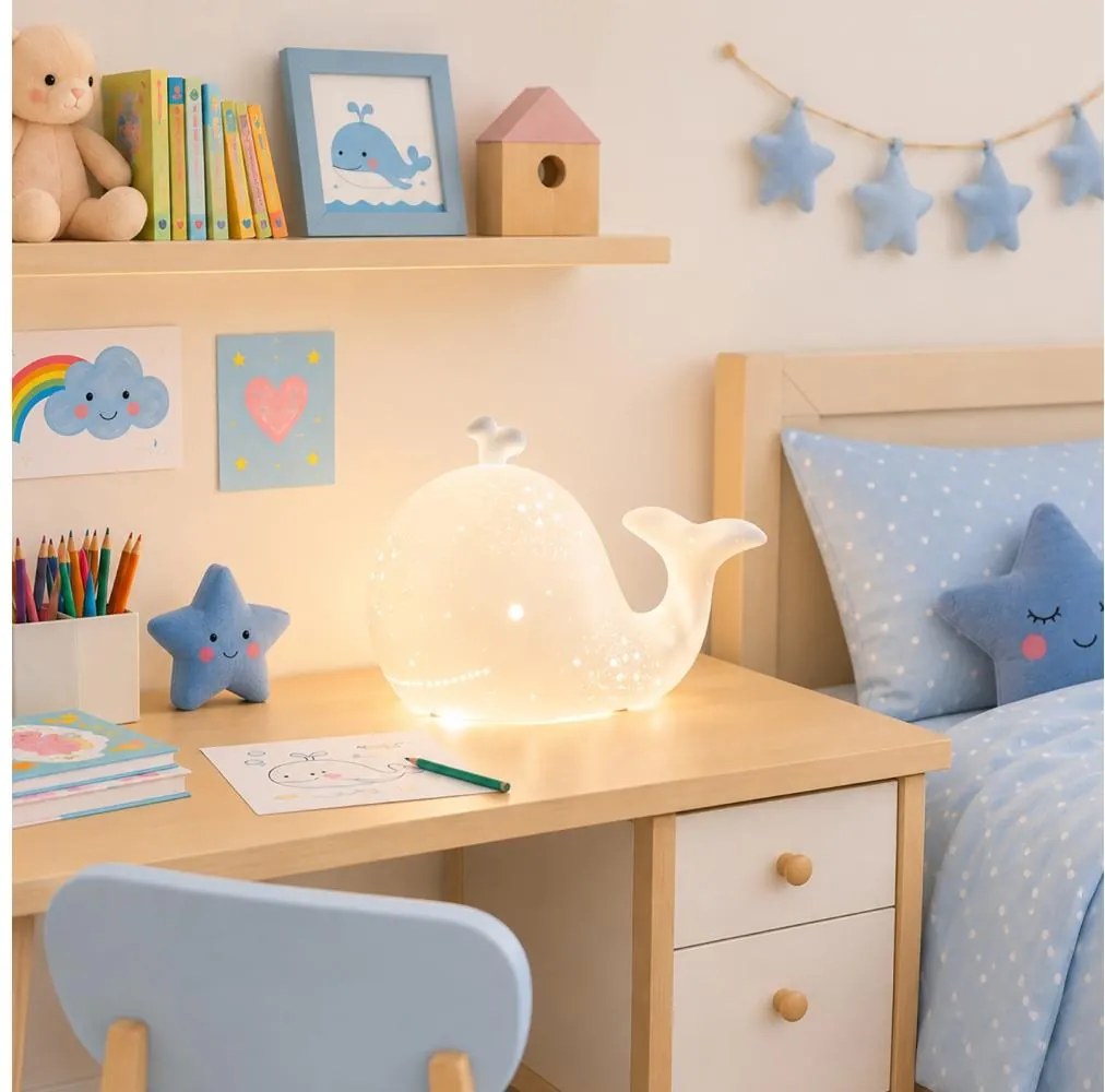 ONLI - Lampă de masă PORCELLANA 1xE14/6W/230V 16,2 cm balenă