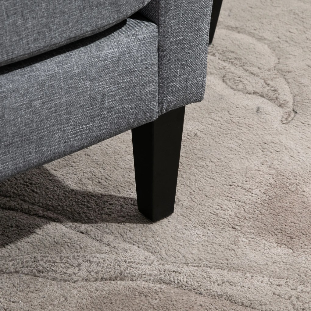 HOMCOM Fotoliu de o persoana, Fotoliu de relaxare, Fotoliu capitonat cu picioare din lemn, Material textil aspect de in, 66 x 72 x 74 cm, Gri deschis | Aosom Romania