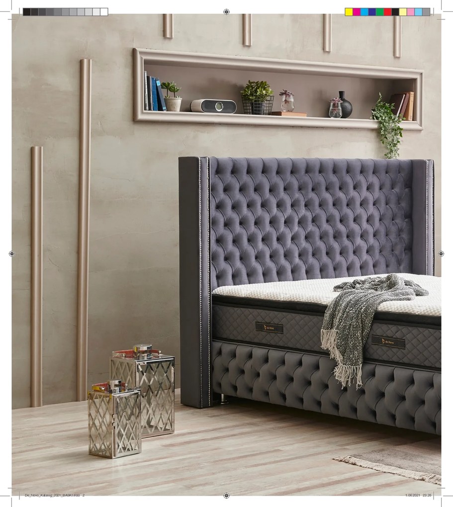 Pat tapitat cu saltea tapitata inclusa - nova (160x200)