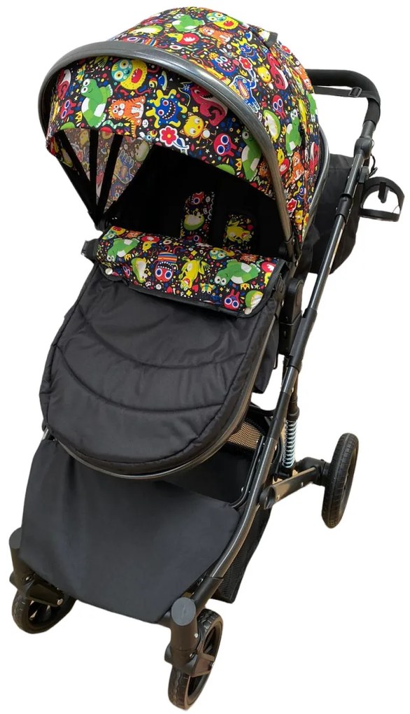 Carucior 2 in 1 pentru copii, cu maner reversibil si suspensii, 0-36 luni - CPC-31-multicolor