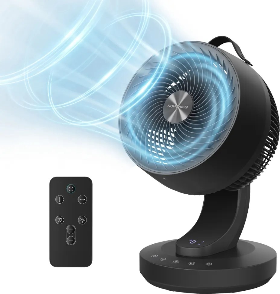 Ventilator de circulație FLOW cu telecomandă, negru SongmicsHome