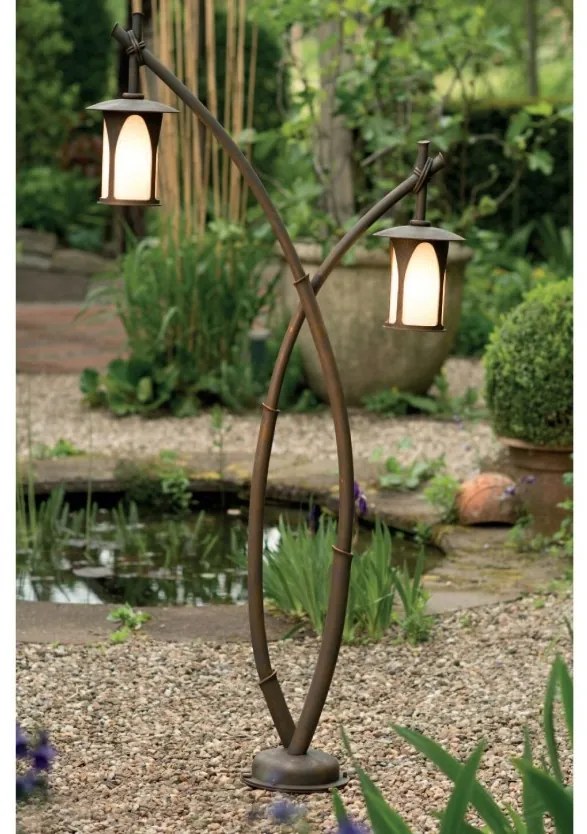 Stalp iluminat exterior din fier forjat, design asiatic, inaltime 170cm, AL 6642