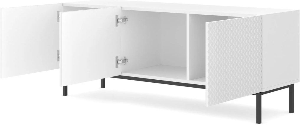 Masă TV C 3D 150 Rowanna (alb lucios + Negru). 1125049