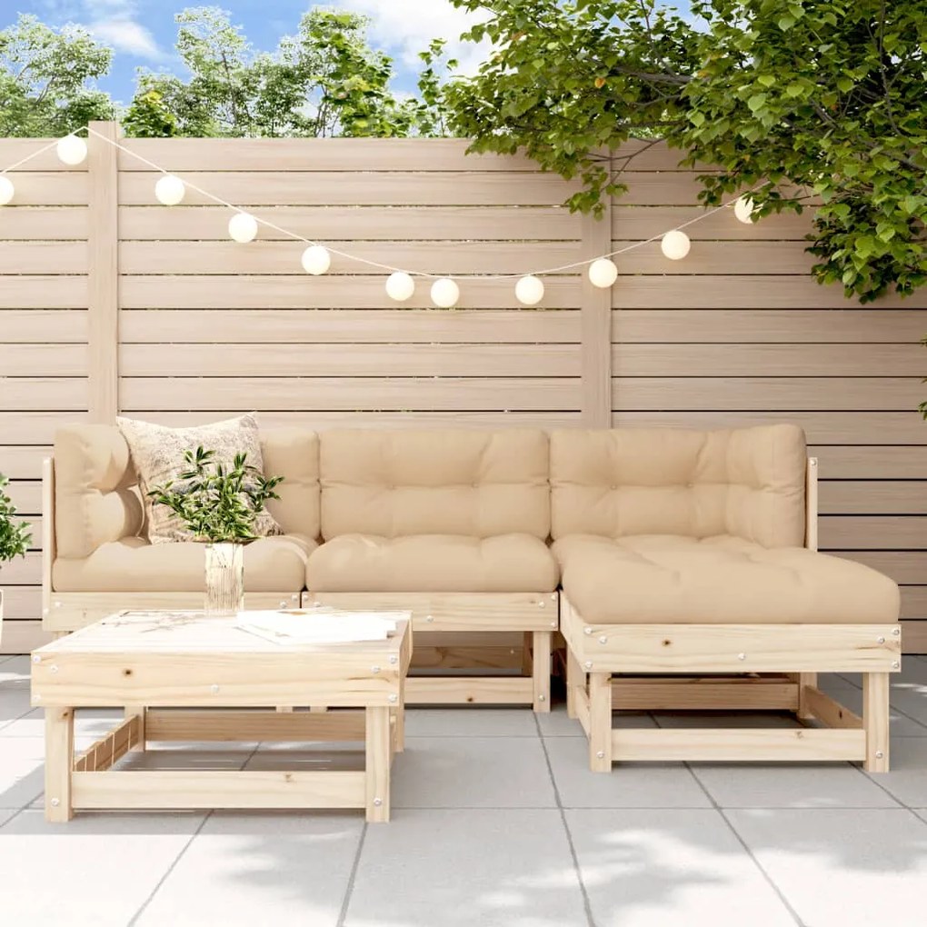 3186165 vidaXL Set mobilier relaxare de grădină 5 piese lemn masiv de pin
