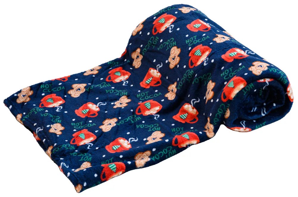 Patura din microplus Culoare albastru, HOT CHOCOLATE 150x200 cm
