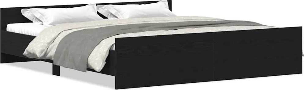 vidaXL Cadru pat fără saltea, stejar negru, 200x200 cm, lemn prelucrat