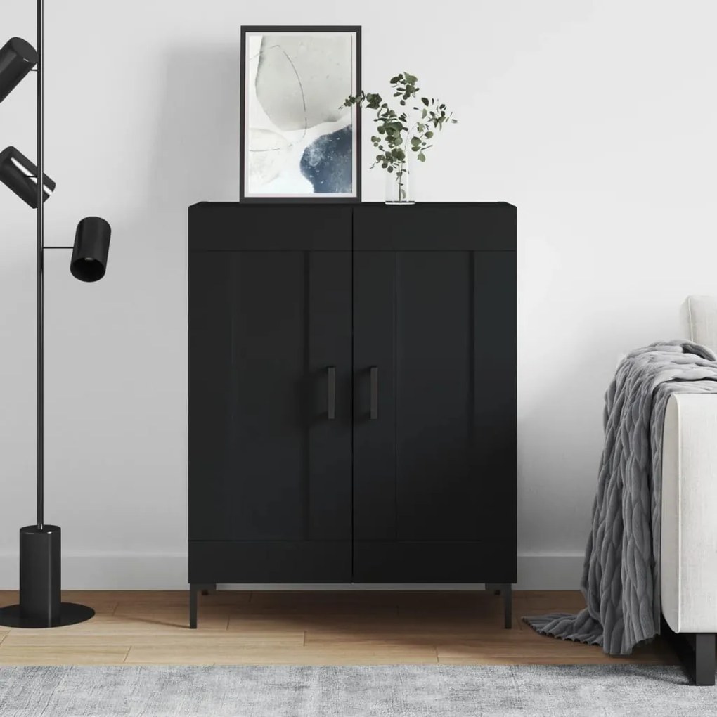 830197 vidaXL Servantă, negru, 69,5x34x90 cm, lemn compozit