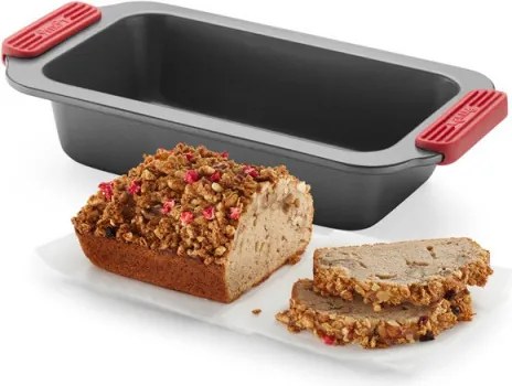 Tava pentru copt Lekue 1009446, 31x17x6,9 cm, Acoperire ceramica antiaderenta, Otel carbon, +4°C / +240°C, Negru/rosu