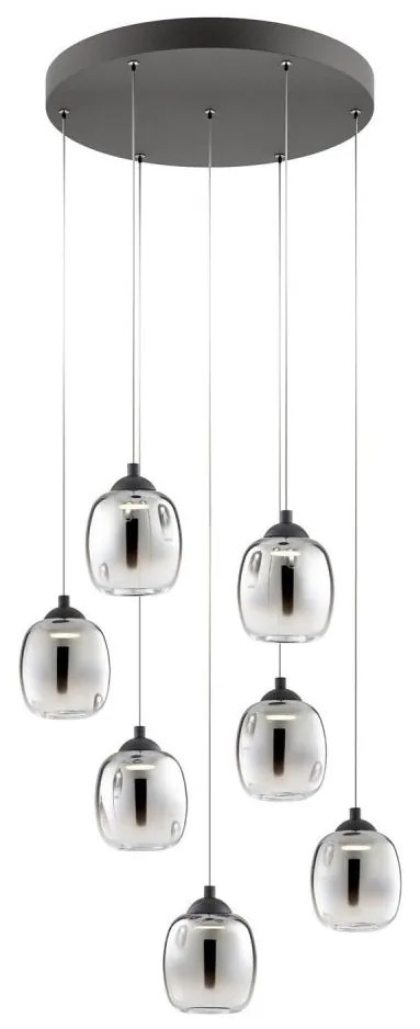 Redo 01-3489 - Lustru LED dimabil suspendat pe cablu KHADI 7xLED/5W/230V negru/fumuriu