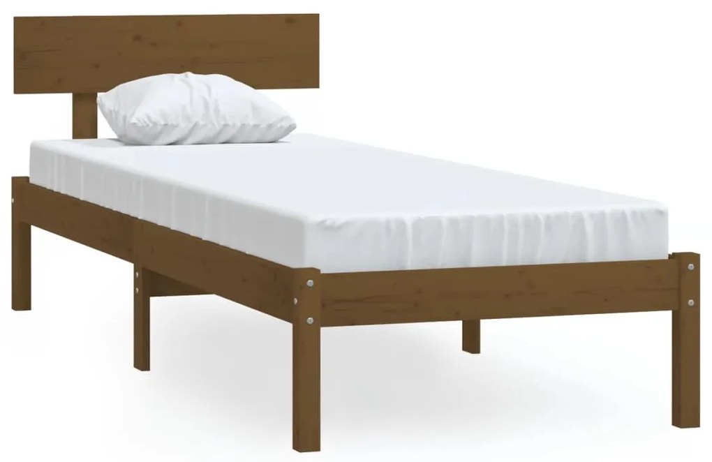 810110 vidaXL Cadru pat UK mic Single, maro miere, 75x190 cm, lemn masiv pin