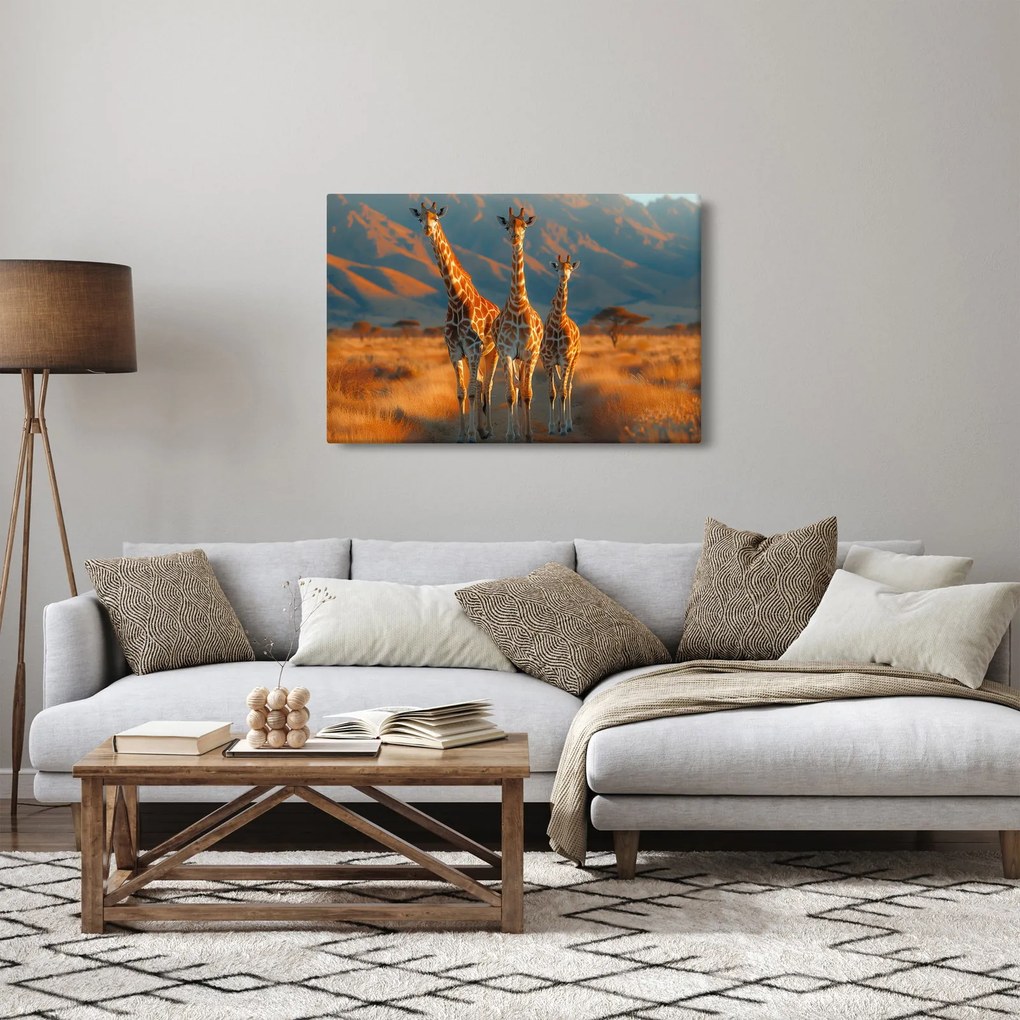 Tablou - Girafe pe pășune (90x60 cm)