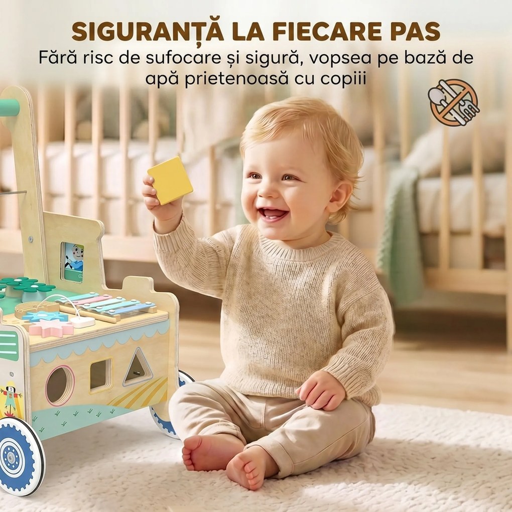 AIYAPLAY Girelă Pentru Copii Cu Panouri De Activități, Multistrat, Verde | Aosom Romania