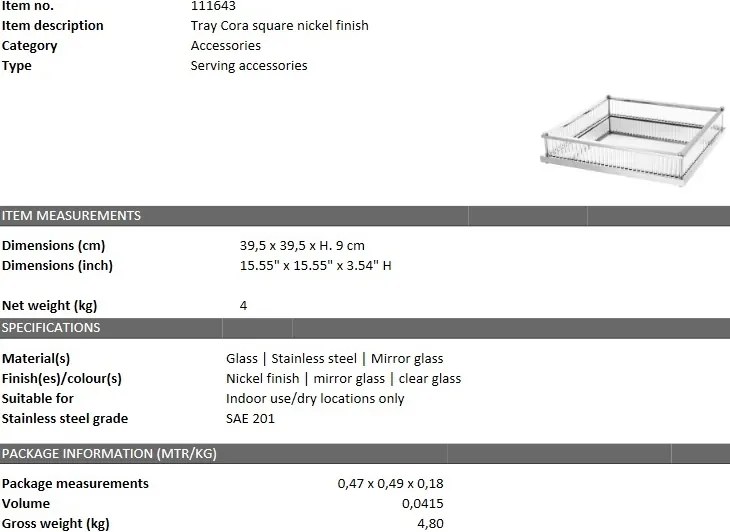 Tava design LUX Cora Square, nickel 111643 HZ