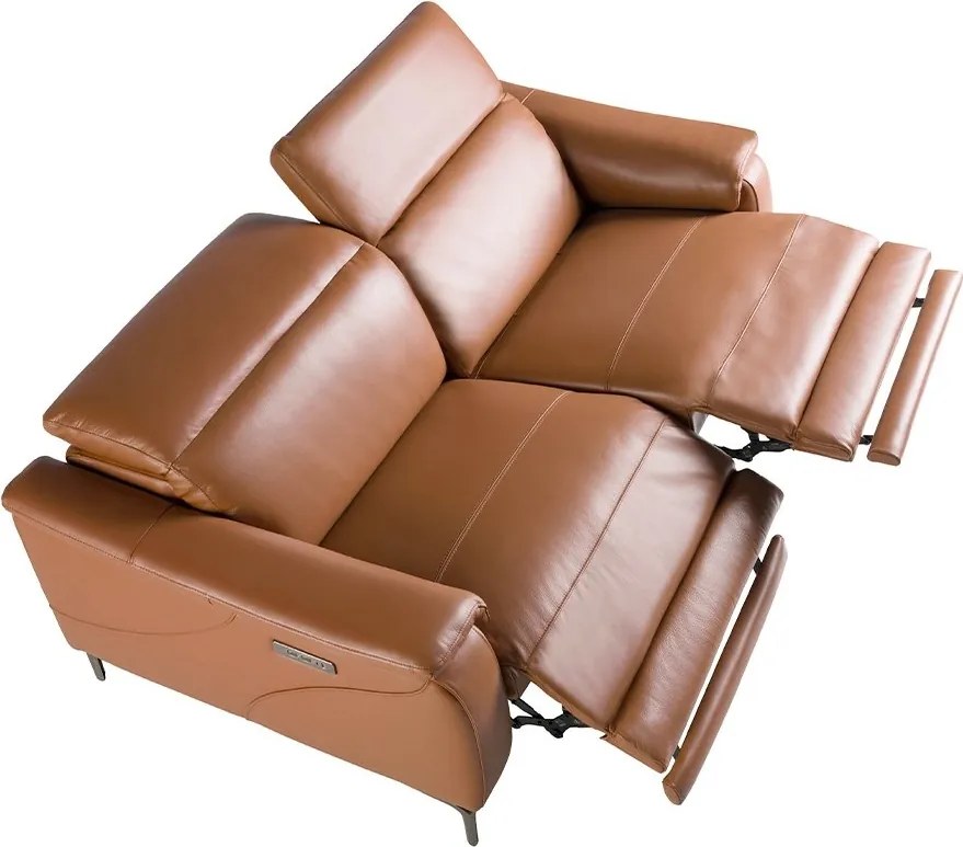 Canapea 3 locuri eleganta, design LUX cu functia relax Cowhide brown leather