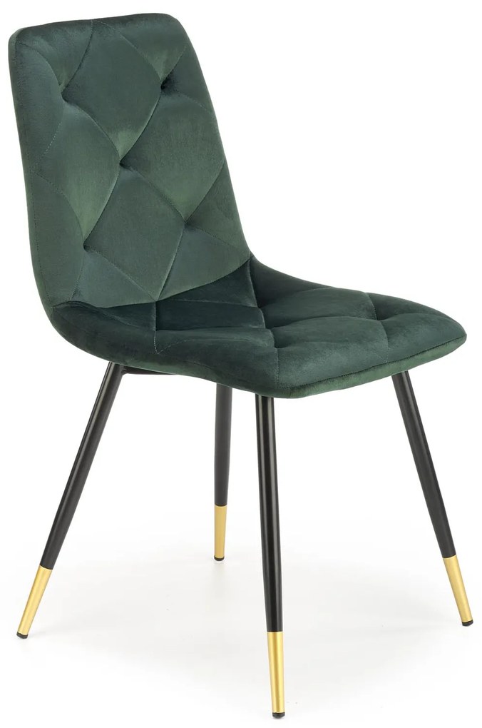 Scaun de sufragerie Kallan (verde închis + negru + auriu). 1039672