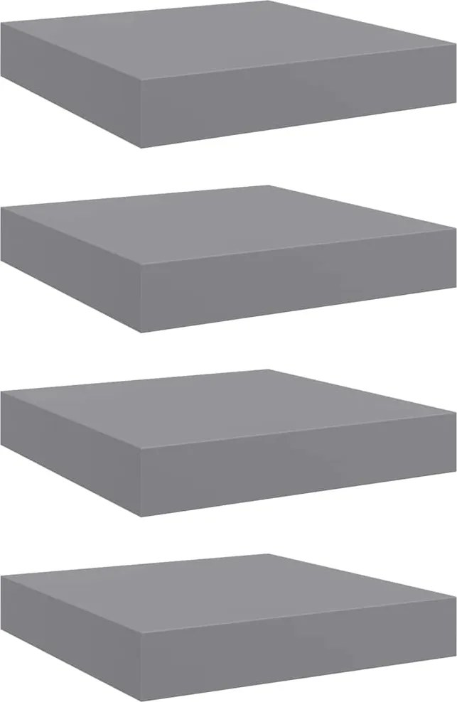 vidaXL Rafturi de perete, 4 buc., gri, 23 x 23,5 x 3,8 cm, MDF