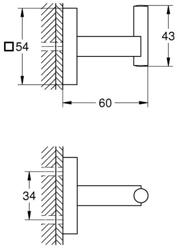 GROHE 409612430 - Cârlig START CUBE 5,4 × 5,4 × 6 cm negru