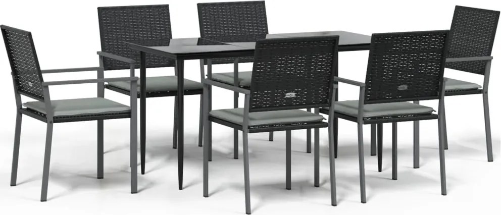 vidaXL Set mobilier de grădină cu perne, 7 piese, poliratan și oțel