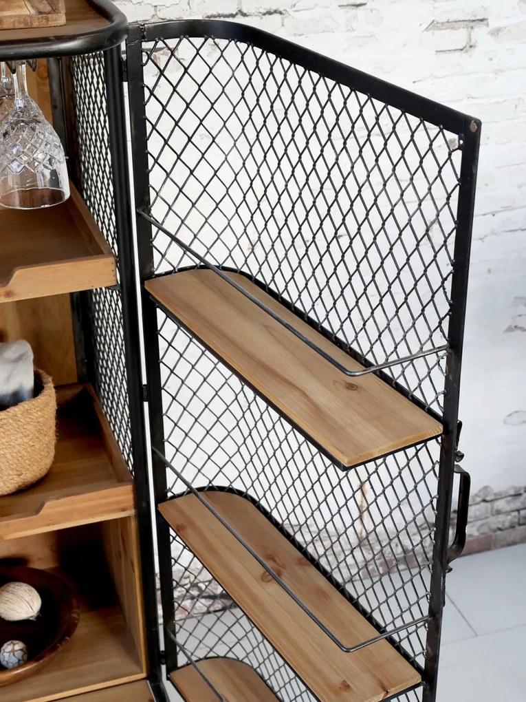 Bar stil industrial, din lemn reciclat și metal, H116,5 cm, „Hudson”