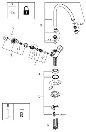 GROHE COSTA L - baterie pentru chiuvetă, crom lucios, 31831001